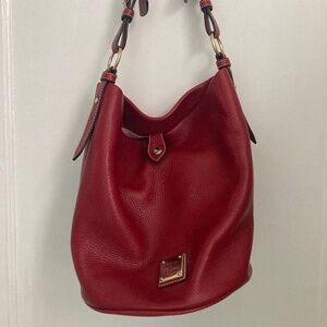 dooney & bourke red pebble leather bucket purse